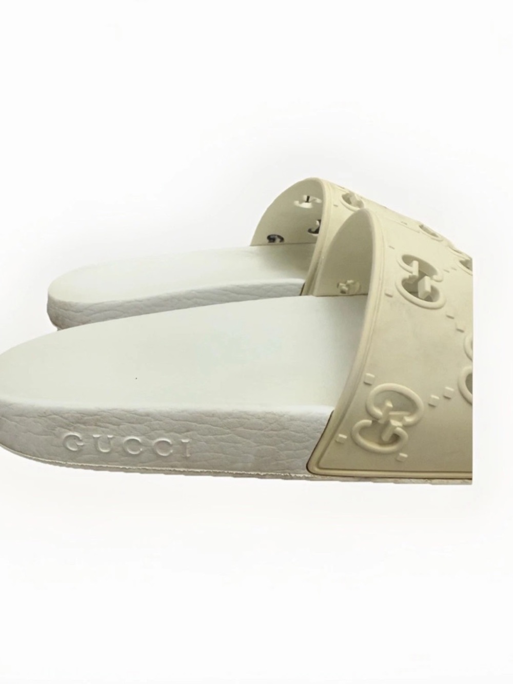 Authentic Gucci White Tiger Monogram Rubber Slide Sandals - Women's 8 - Picture 3 of 5